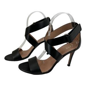 LEWIT Isa Sandal 37 US 7 Black Leather Strappy Heels Italian Sandals